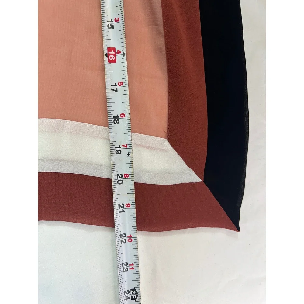 Womens Geometric Colorblock Chiffon Scarf Pink Burgundy Black White Sheer Wrap